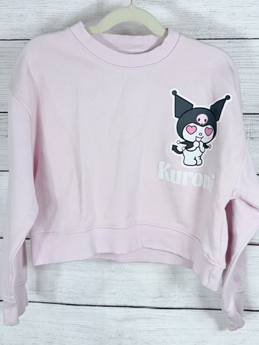 Zara x Kuromi Pastel Lilac Cropped Sweatshirt Girls Size 8-9 (130 cm) - Picture 2 of 11